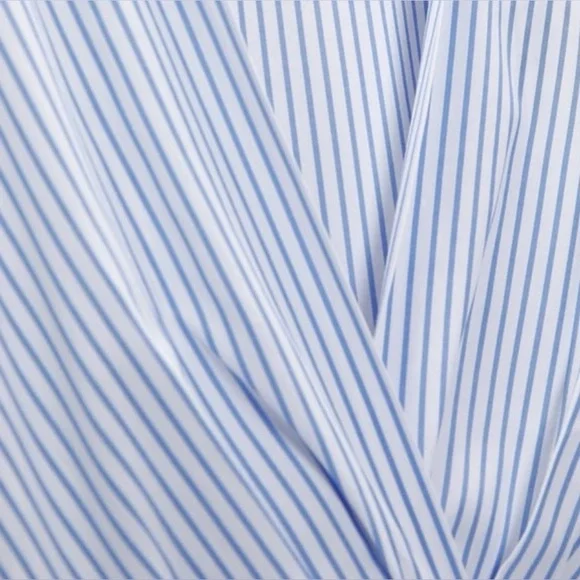 Zara NWOT Women’s Blue & White Vertical Striped Tiered Mini Dress, Size Large. - Picture 9 of 11